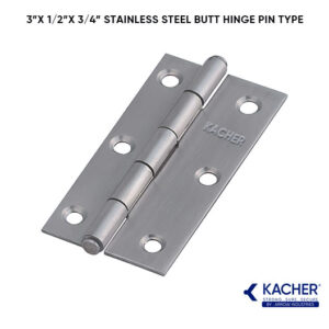 3”x 1/2”x 3/4” stainless steel butt hinge pin type