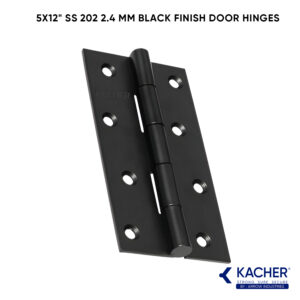 Kacher 5x12 inch SS 202 welded butt hinge in a sleek black matte finish.