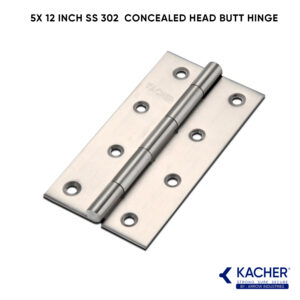 Kacher 5x12 Inch SS 202 Concealed-Type Stainless Steel Door Hinge – 2.40 mm Thick for Main and Interior Doors