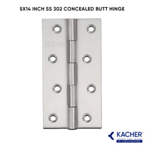 Kacher 5x14 inch SS 302 concealed butt hinge – stainless steel door hinge for main and interior doors, 1.8 mm thickness, steel finish