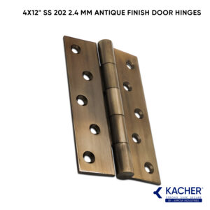 Kacher 4x12 inch SS202 pin type door hinge with an antique finish.