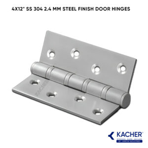 Kacher 4x12 inch SS 304 butt hinge with a classic steel finish.